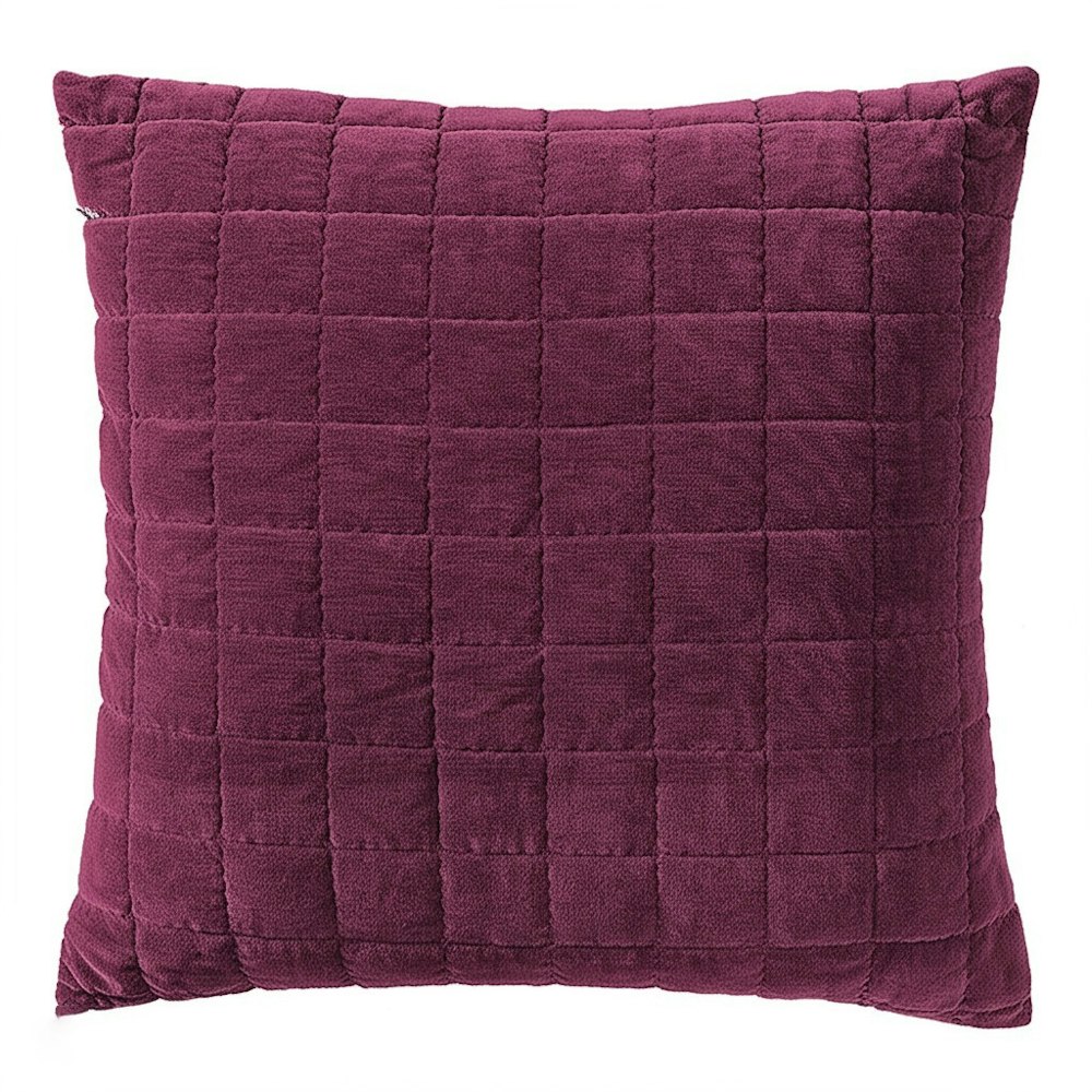 Logan and Mason Apollo Velvet Square Quilted Square Cushion Plum