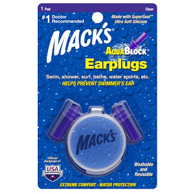 Mack’s Aquablock Ultrasoft Silicone Earplugs Purple 1 Pair