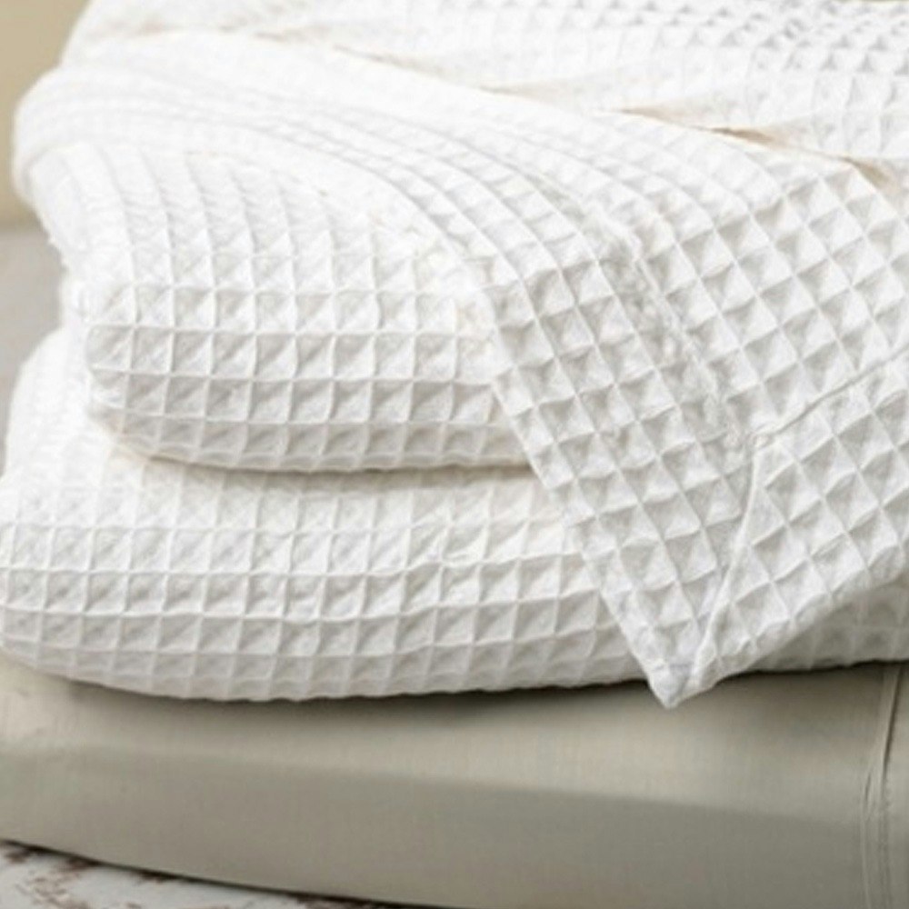 Jenny McLean Super Soft Ardent Waffle Cotton Blanket White