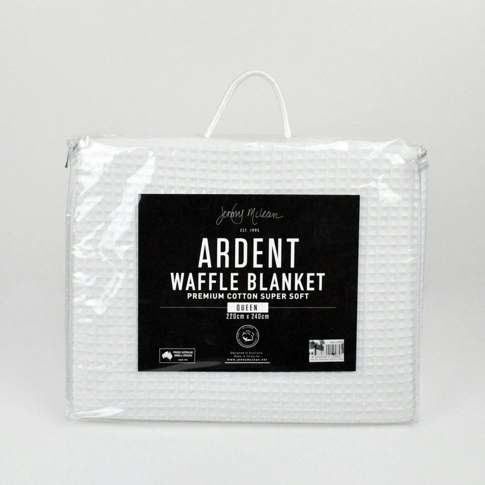 Jenny McLean Super Soft Ardent Waffle Cotton Blanket White