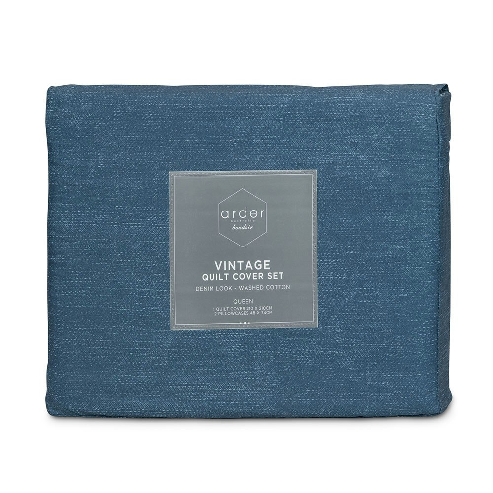 Ardor Boudoir Vintage Denim Look Washed Cotton Quilt Cover Set Packaging