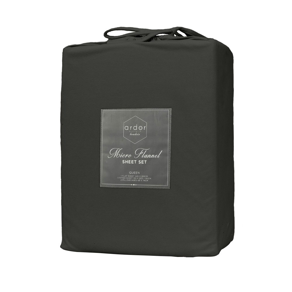 Ardor Boudoir Micro Flannel Sheet Set Charcoal