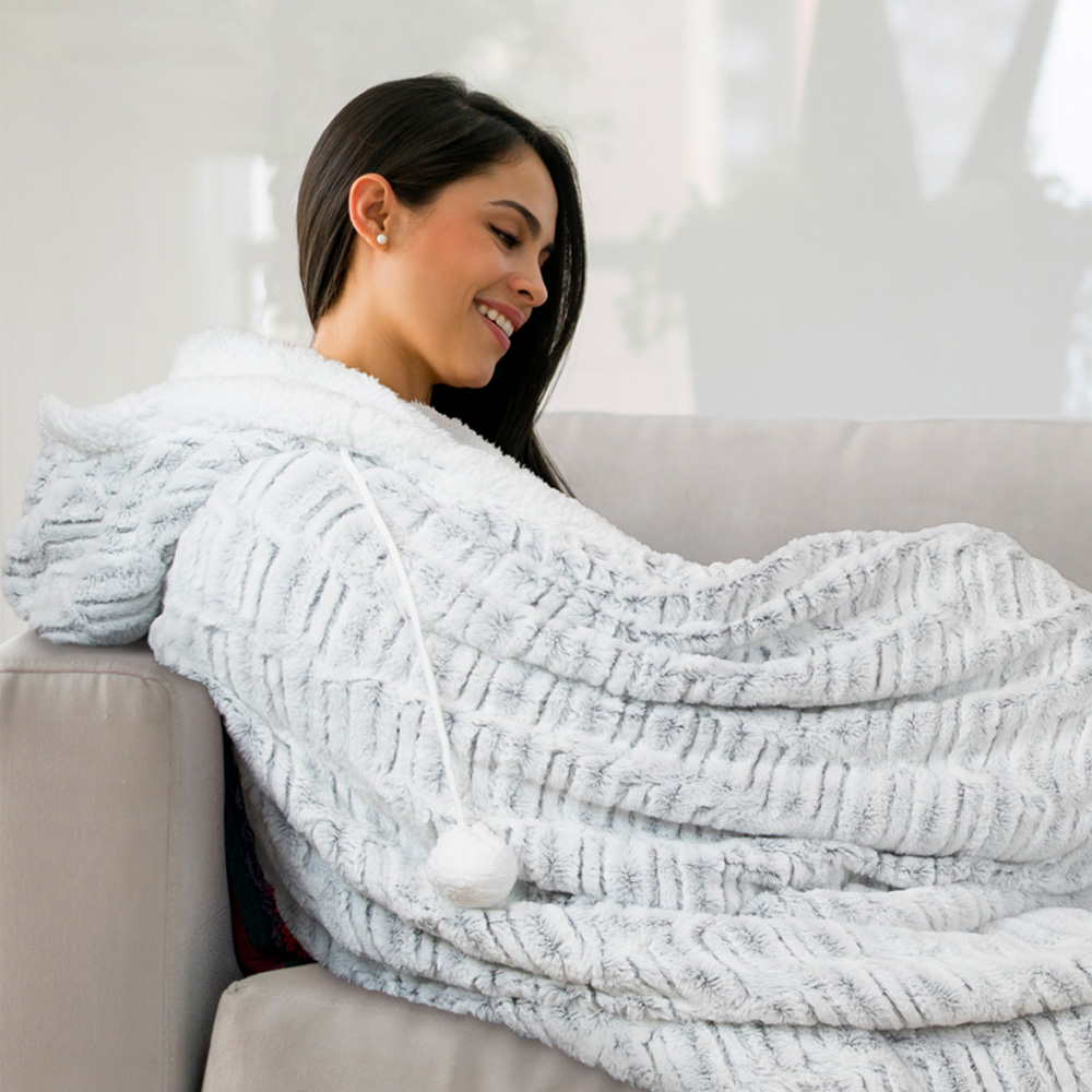 Hooded sherpa blanket store