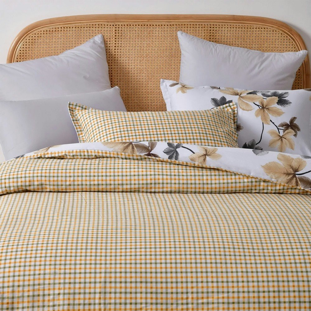 Dreamaker Augusta 100% Cotton Reversible Quilt Cover Set

