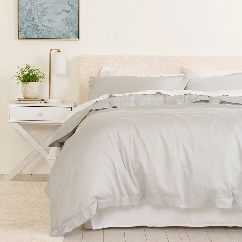 Balmain 1000 Thread Count Bamboo Cotton Quilt Cover Set Cool Grey