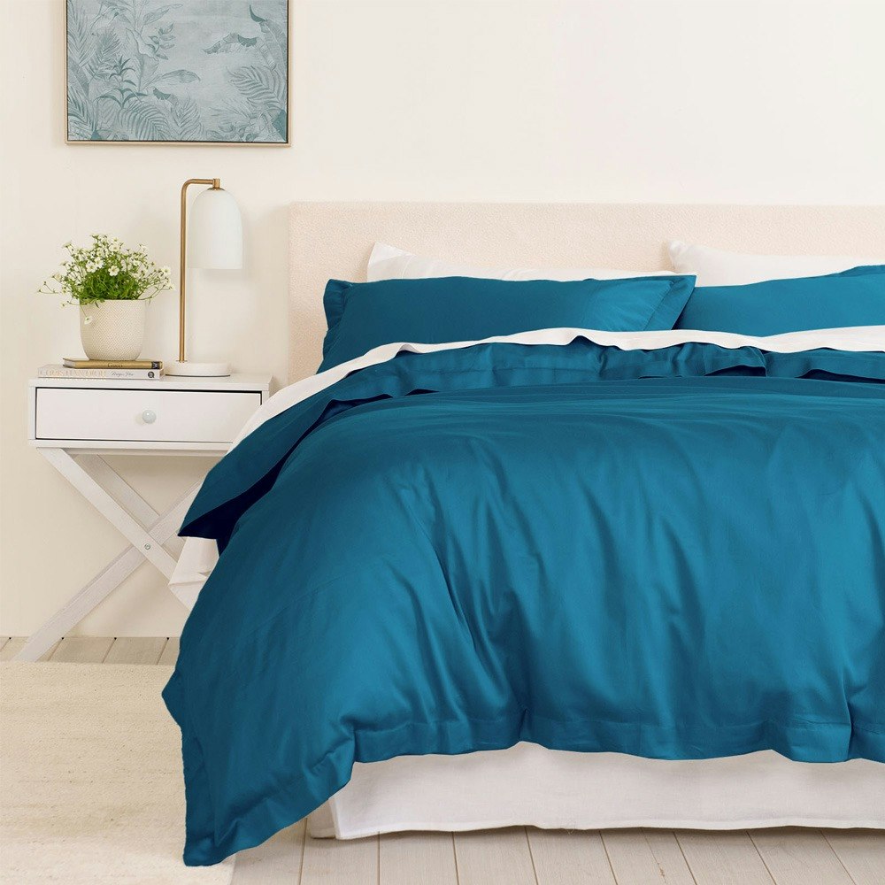 Balmain 1000 Thread Count Bamboo Cotton Quilt Cover Set Mineral Blue