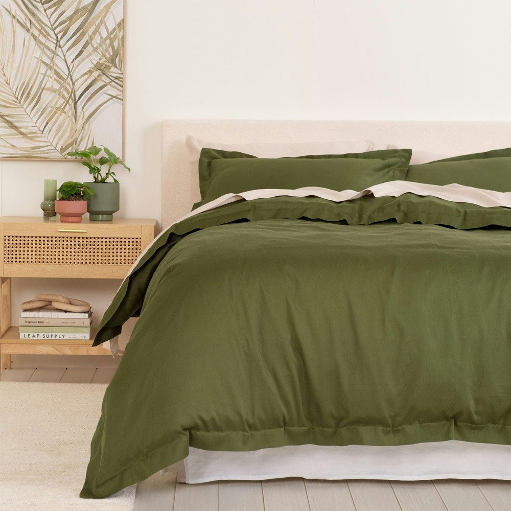 Balmain 1000 Thread Count Bamboo Cotton Quilt Cover Set Olive