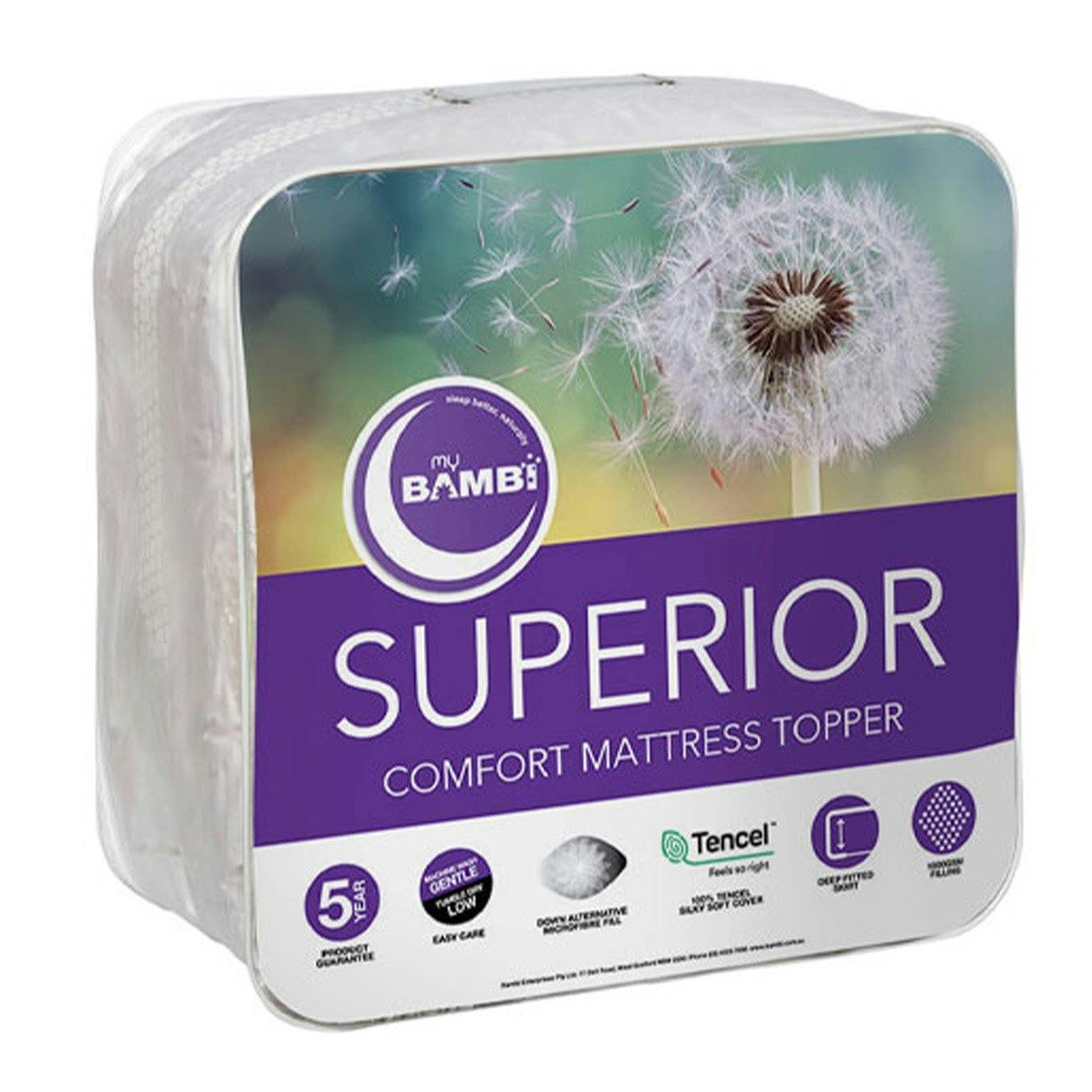 Bambi Superior Comfort Microfibre Mattress Topper 1000 GSM Packaging
