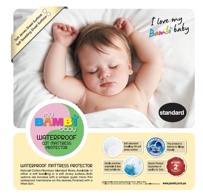 Bambi Baby Terry Towelling Waterproof Cot Mattress Protector