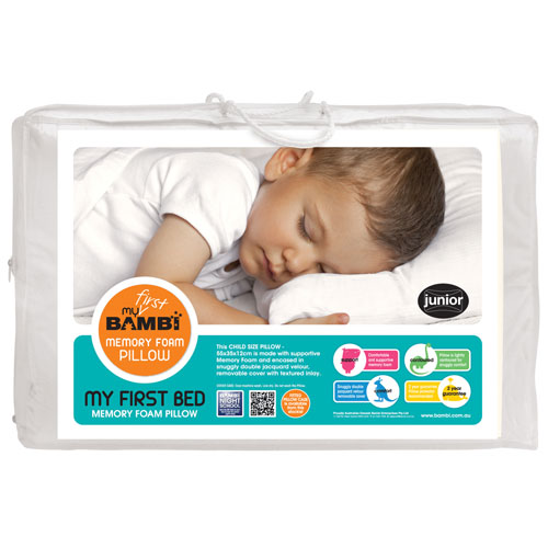 Bambi My First Bed Memory Foam Kids Pillow and Tencel Pillow Case