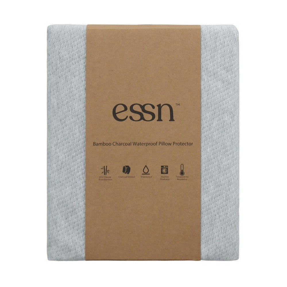 ESSN Commercial Bamboo Charcoal Waterproof Pillow Protector Twin Pack