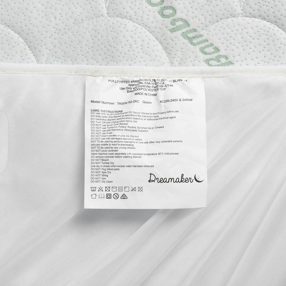 Dreamaker Bamboo Quilted Electric Blanket