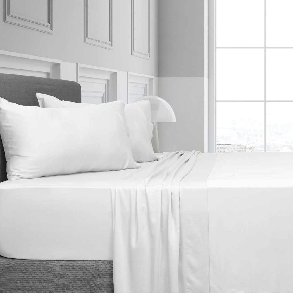 Algodon 375 Thread Count Bamboo Sheet Set White