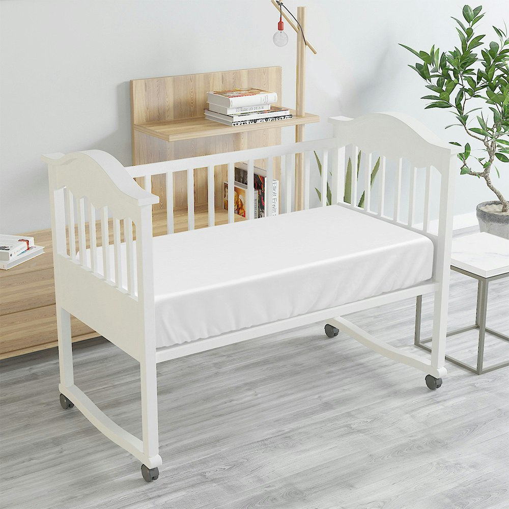 Bambi Tencel Baby Bassinet Fitted Sheet White
