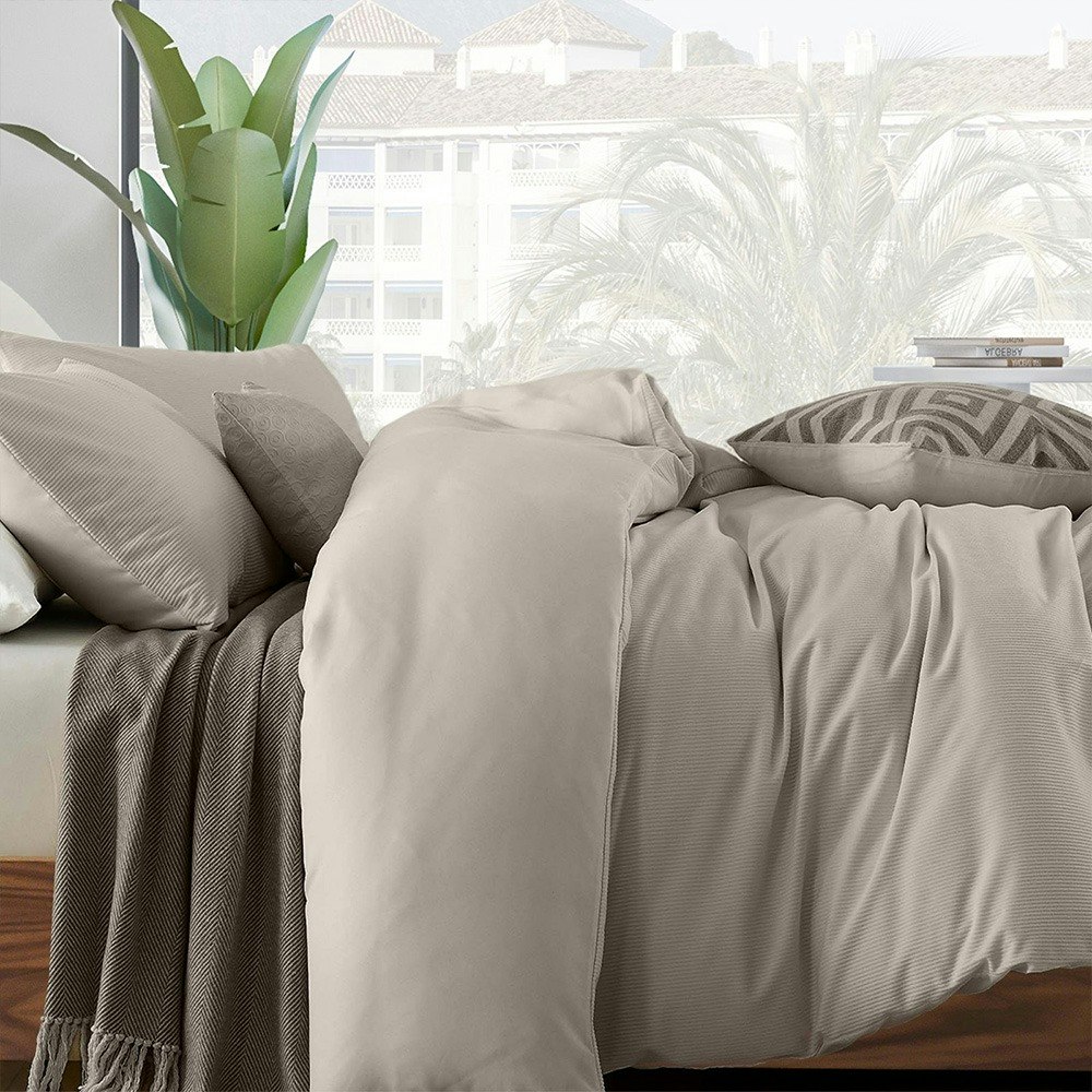 Royal Comfort Velvet Corduroy Quilt Cover Set Beige 2