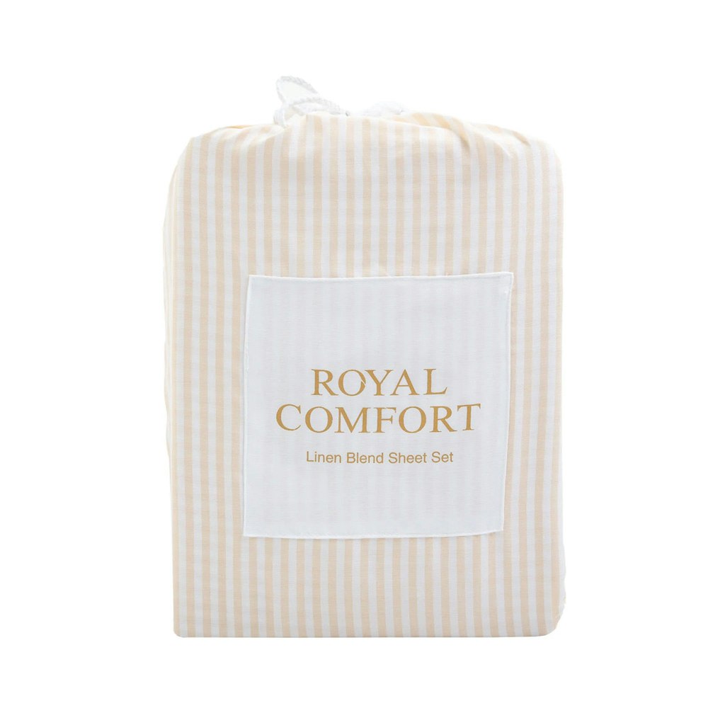 Royal Comfort Luxury Striped Linen Quilt Cover Set Beige