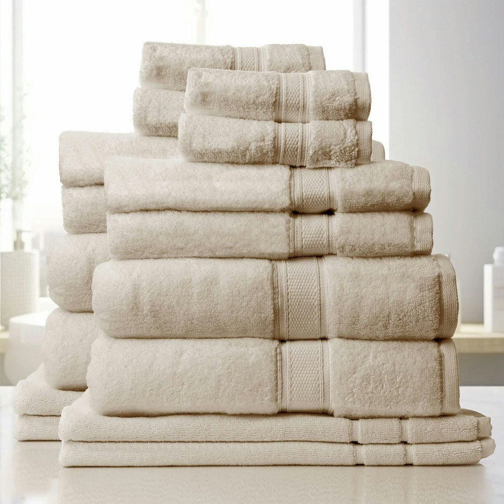 Royal Comfort 16 Piece Luxury Plush 100% Zero Twist Cotton Bath Towel Set Beige