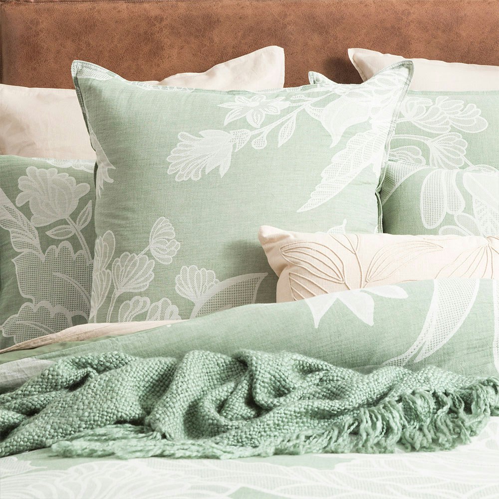 Renee Taylor Bentley Cotton Jacquard Quilt Cover Set Green 2