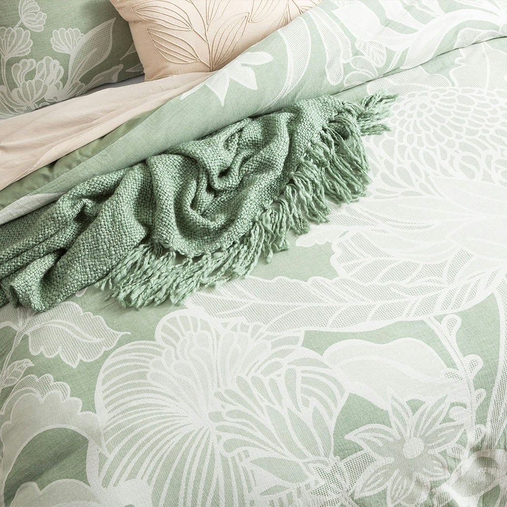 Renee Taylor Bentley Cotton Jacquard Quilt Cover Set Green 3