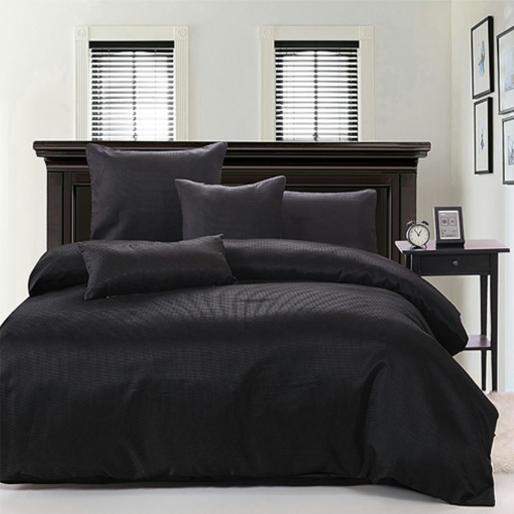 Ardor Boudoir Waffle Quilt Cover Set Black