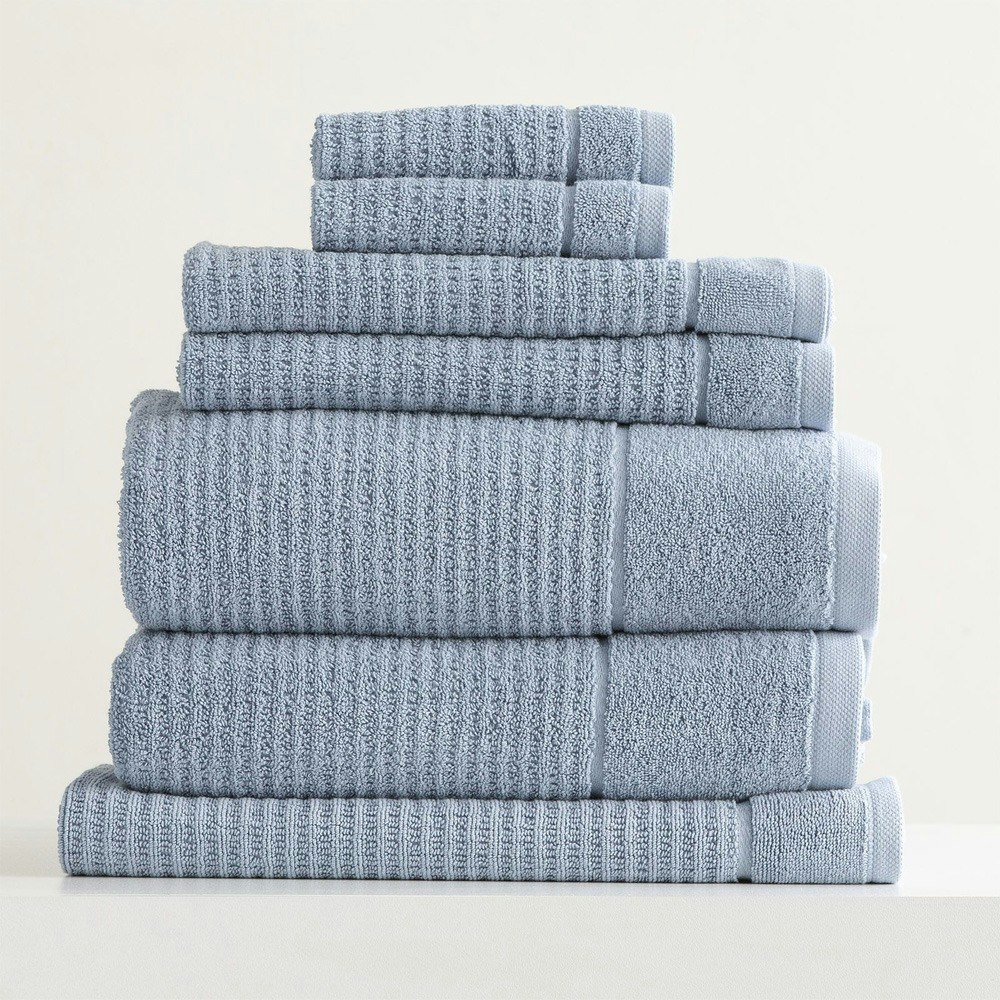 Renee Taylor Cambridge Textured Cotton Bath Towels Blue Mirage