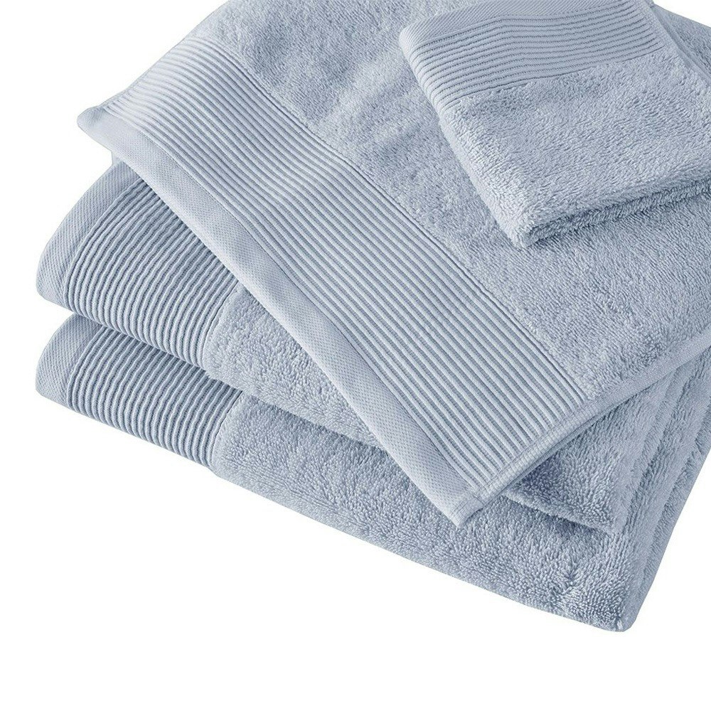 Cloud Linen Retreat Antimicrobial 6 Piece Cotton Tencel Bath Towel Set Blue