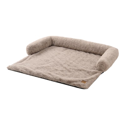 Charlie's VIP Lush Faux Fur Bolster Sofa Protector Calming Dog Bed Natural