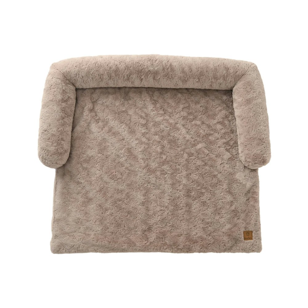 Charlie's VIP Lush Faux Fur Bolster Sofa Protector Calming Dog Bed Natural