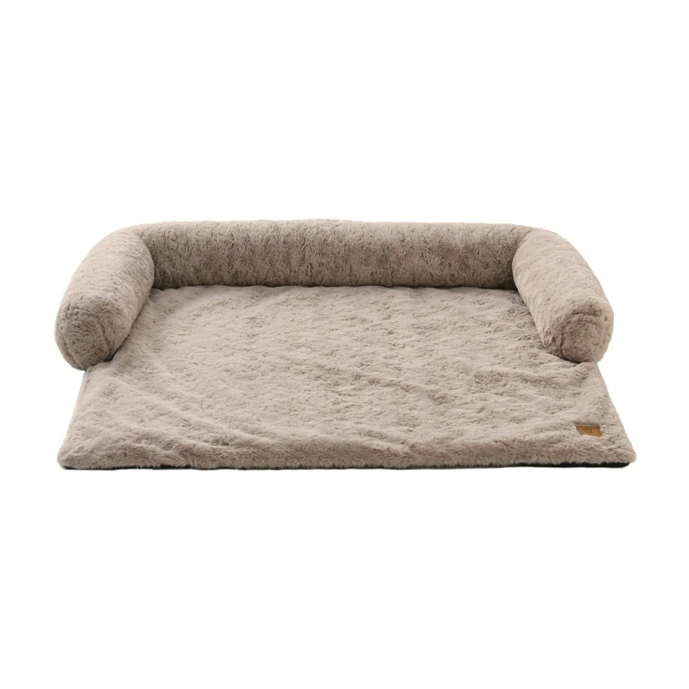 Charlie's VIP Lush Faux Fur Bolster Sofa Protector Calming Dog Bed Natural