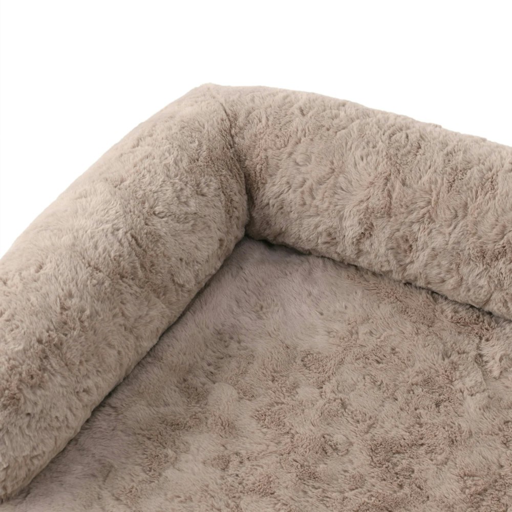 Charlie's VIP Lush Faux Fur Bolster Sofa Protector Calming Dog Bed Natural