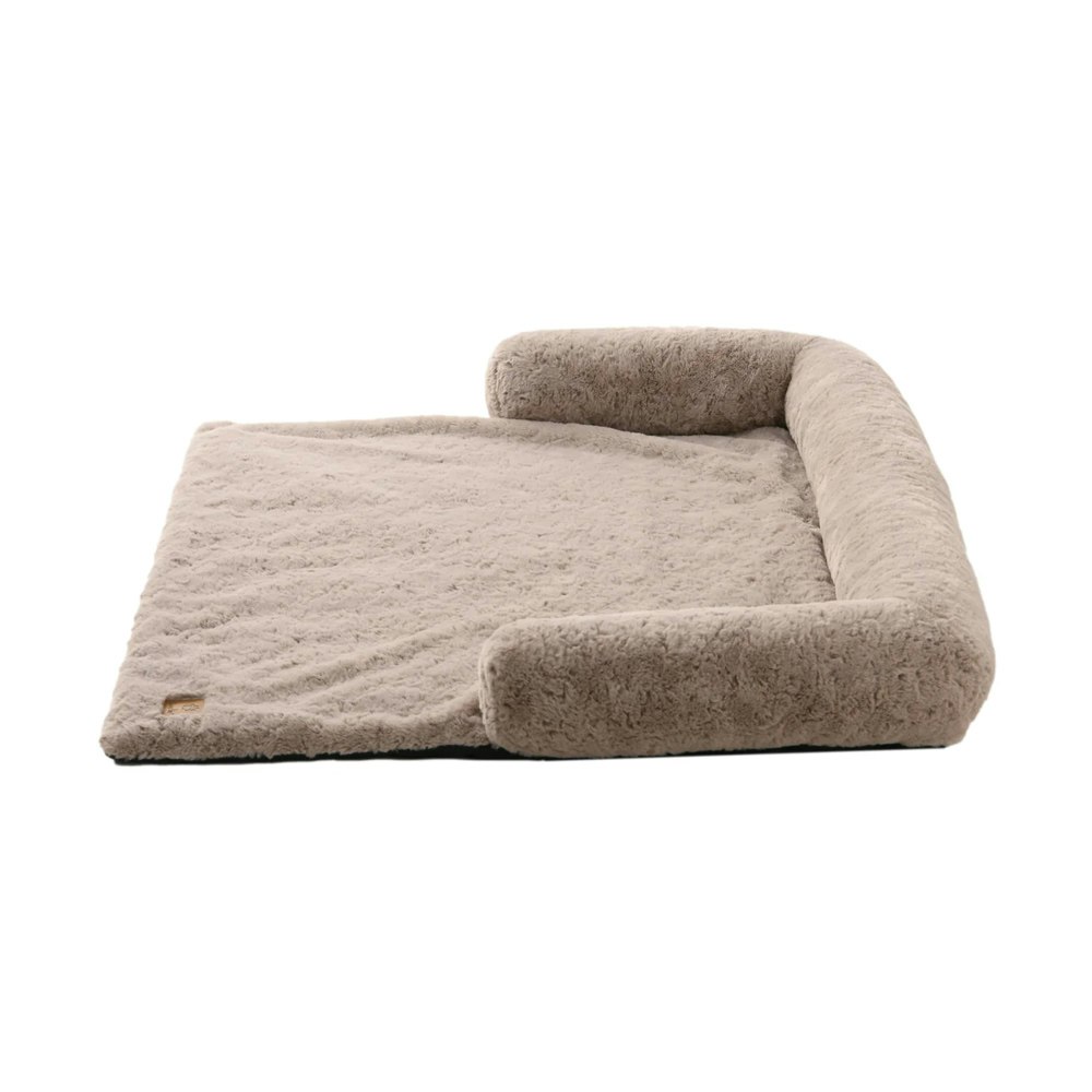 Charlie's VIP Lush Faux Fur Bolster Sofa Protector Calming Dog Bed Natural
