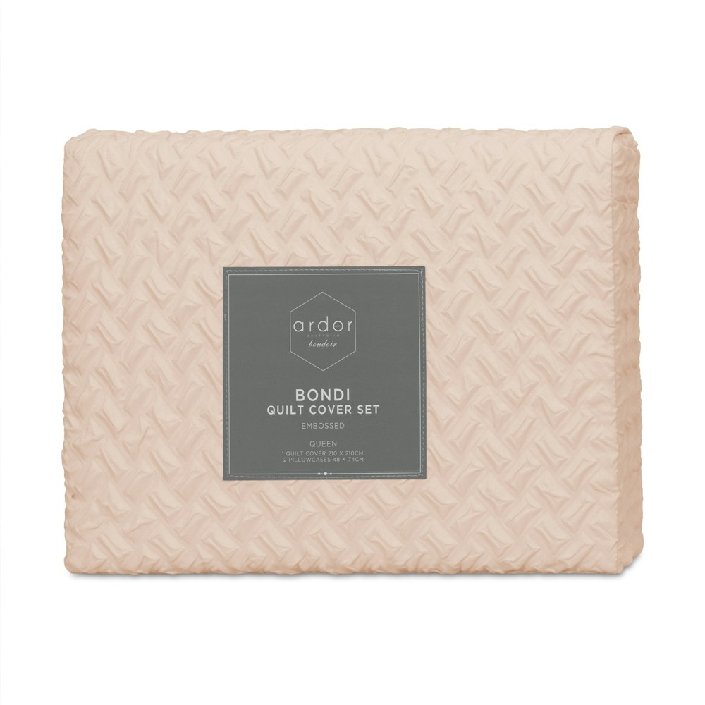 Ardor Boudoir Bondi Embossed Quilt Cover Set Sorbet