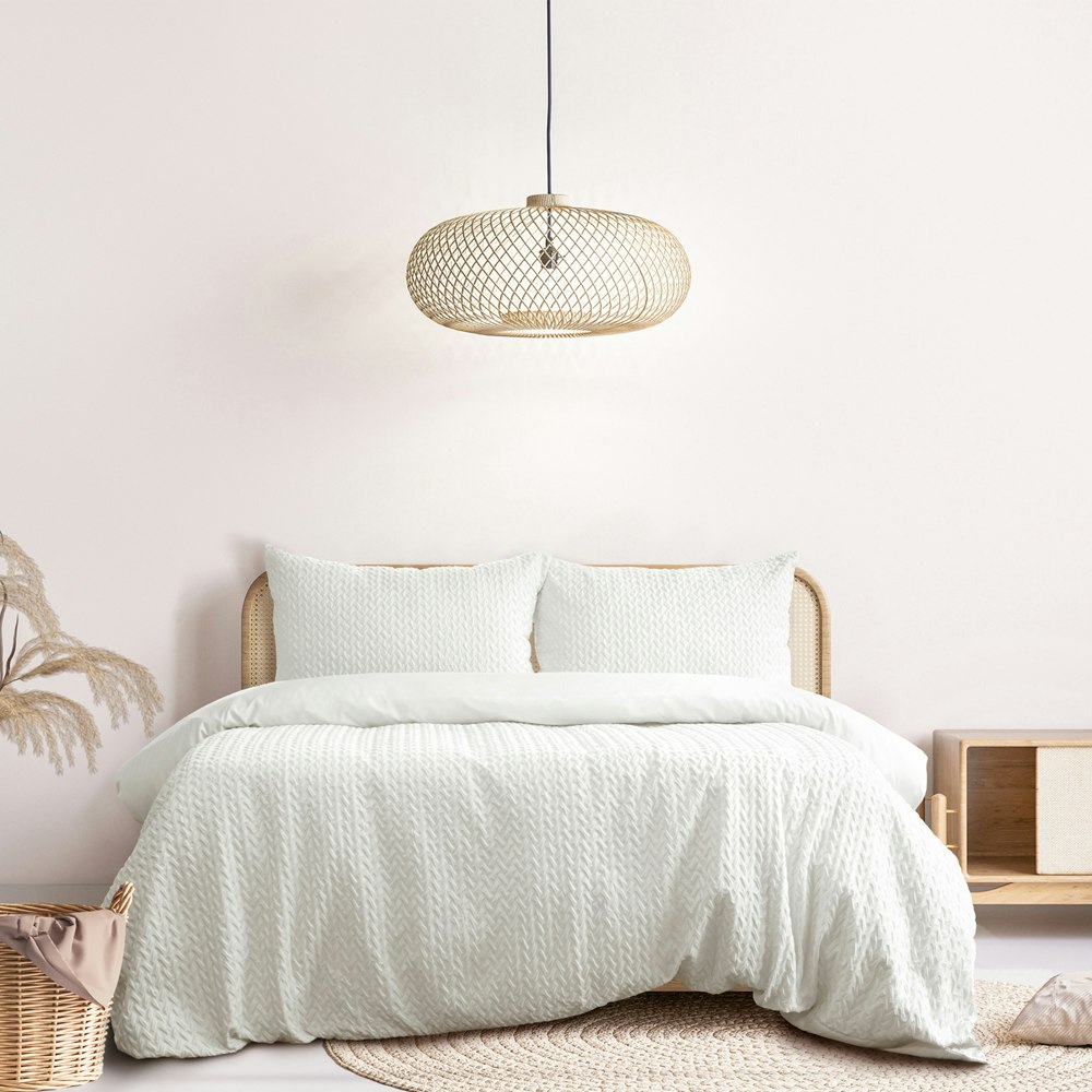 Ardor Boudoir Bondi Embossed Quilt Cover Set White