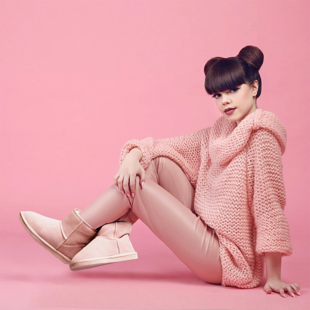 Uggaroo Pink Leather Slipper Boots Womens Pink 3