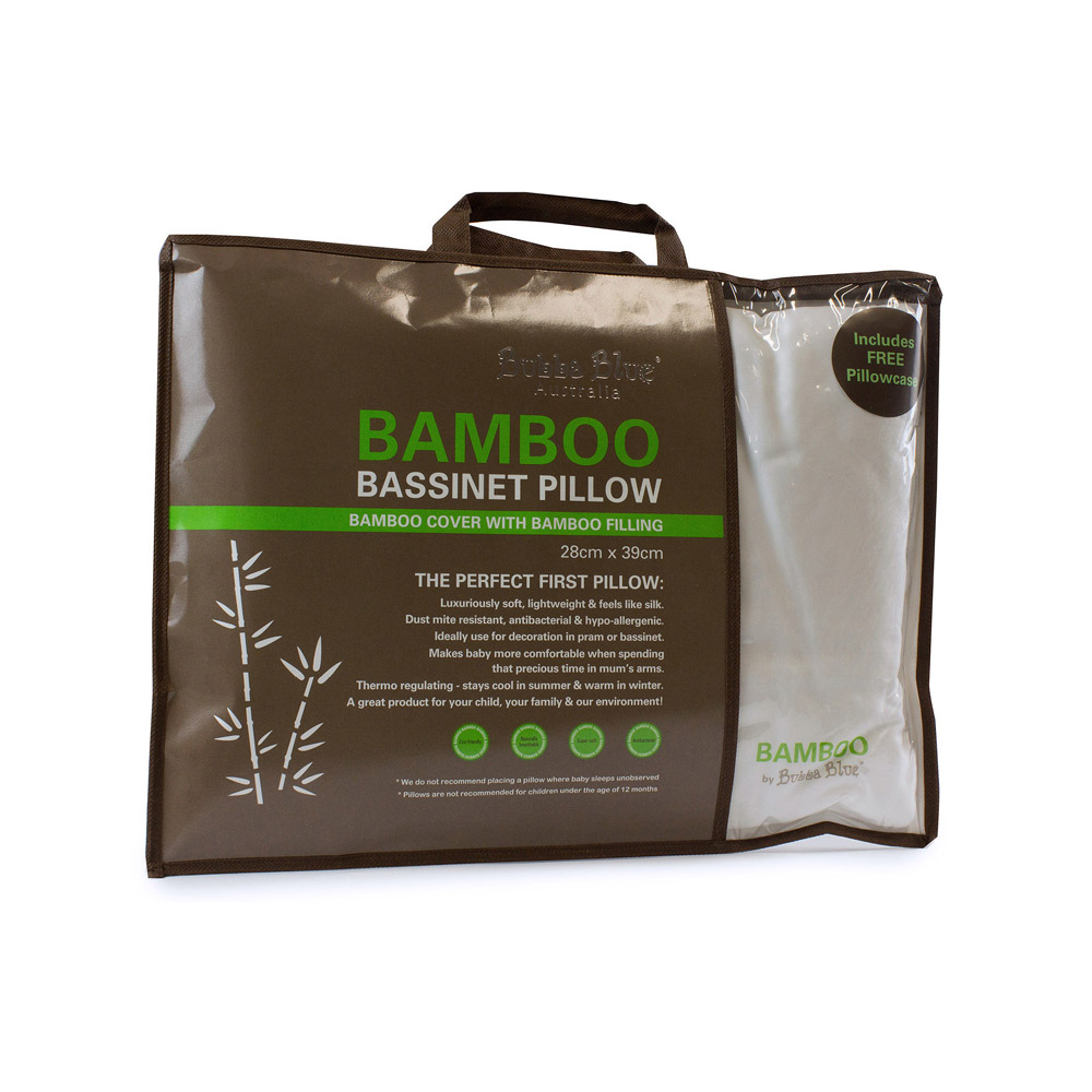 Bubba Blue White Bamboo Bassinet Pillow with Bamboo Pillowcase
