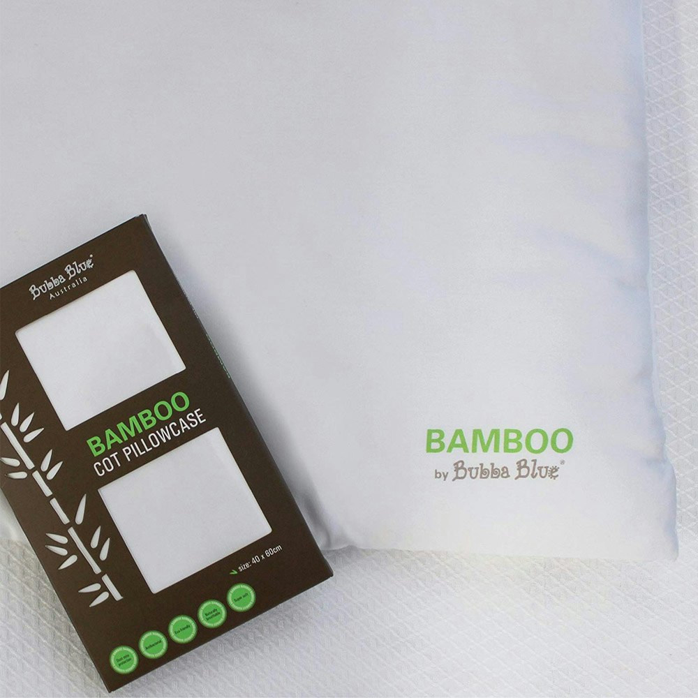Bubba Blue White Bamboo Cot Pillow with Bamboo Pillowcase with case