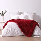 Serene Hand Woven Chunky Knit Calming Weighted Blanket Burgundy