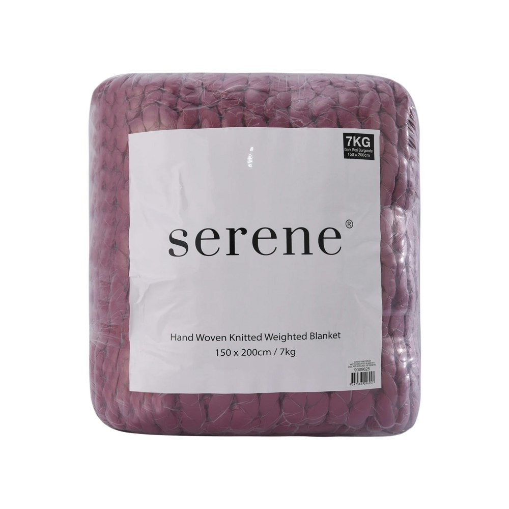 Serene Hand Woven Chunky Knit Calming Weighted Blanket Burgundy
