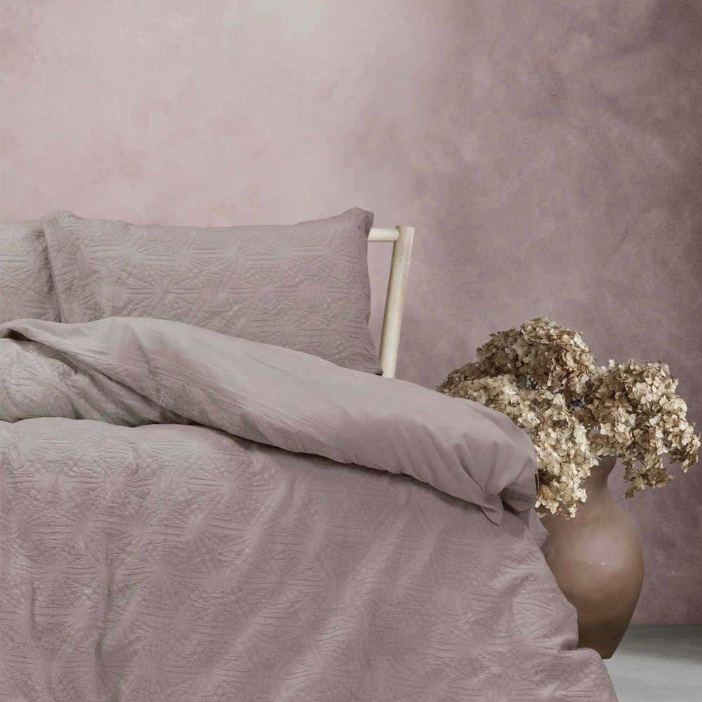 Algodon Cabo Washed Cotton Jacquard Quilt Cover Set Dusty Mauve