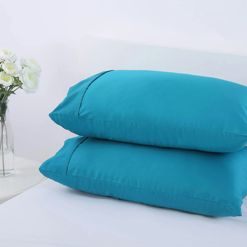 Dreamaker 300 Thread Count Cotton Sateen Pillowcases Twin Pack Capri Breeze