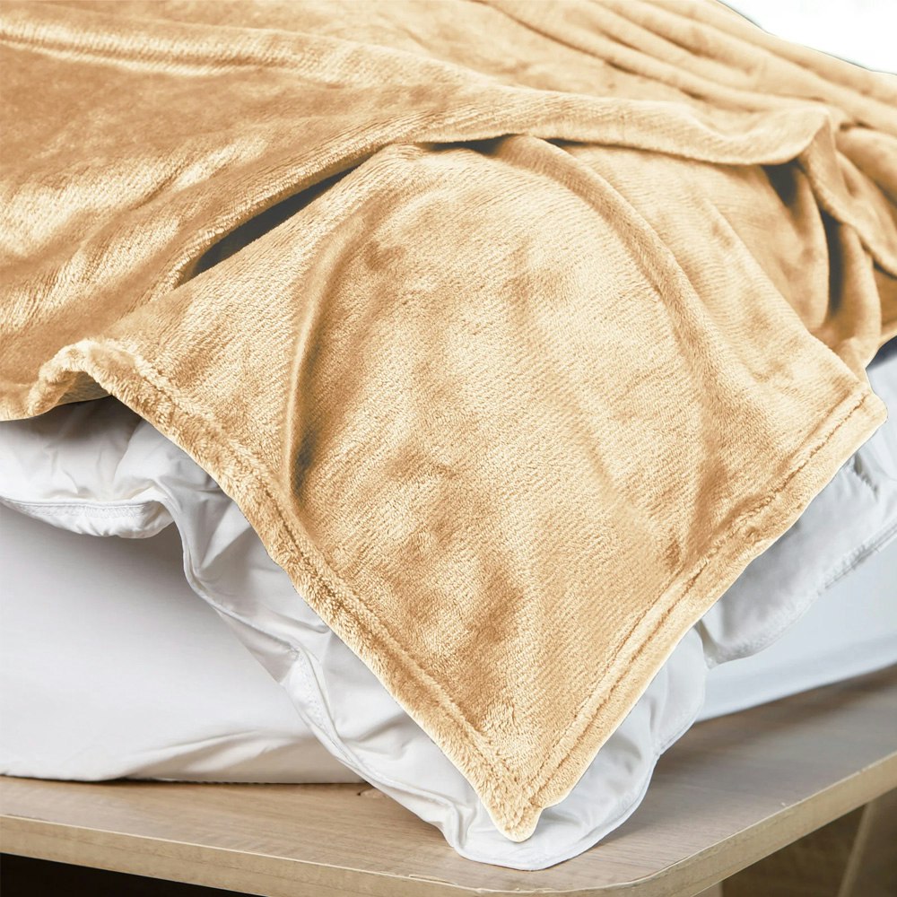 Royal Comfort Plush Faux Mink Throw Blanket Camel