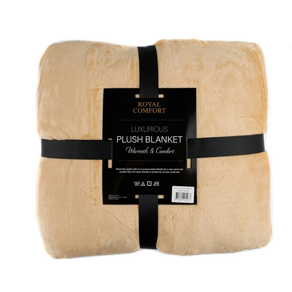 Royal Comfort Plush Faux Mink Throw Blanket Camel