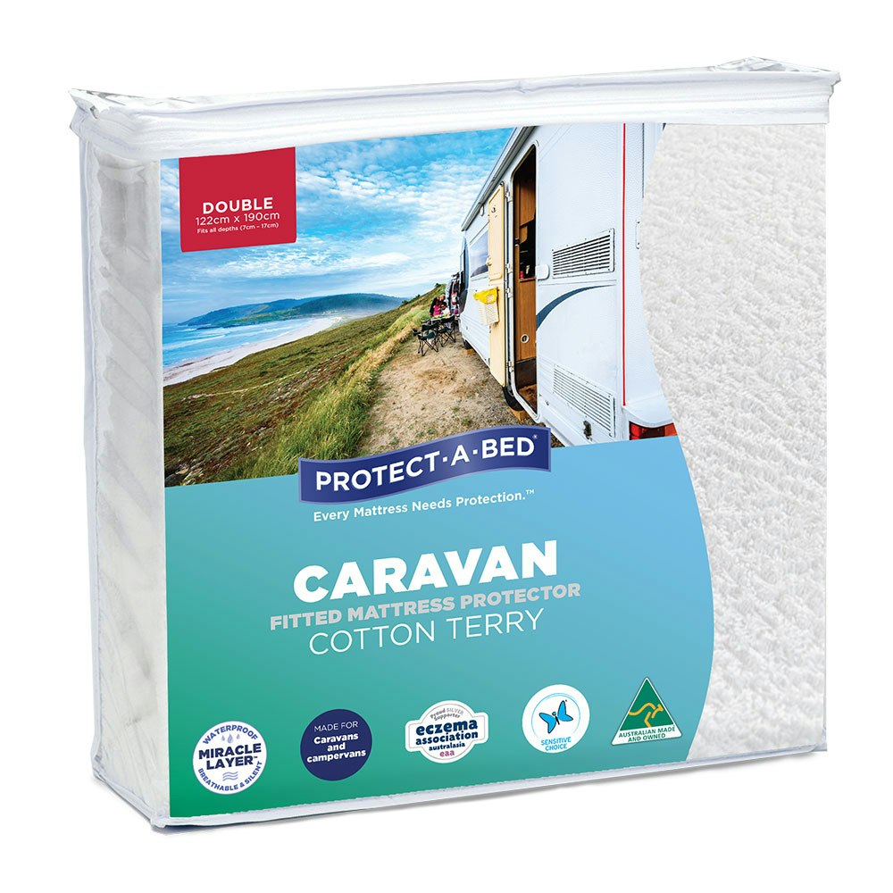 Protect-A-Bed Cotton Terry Caravan Fitted Waterproof Mattress Protector Double