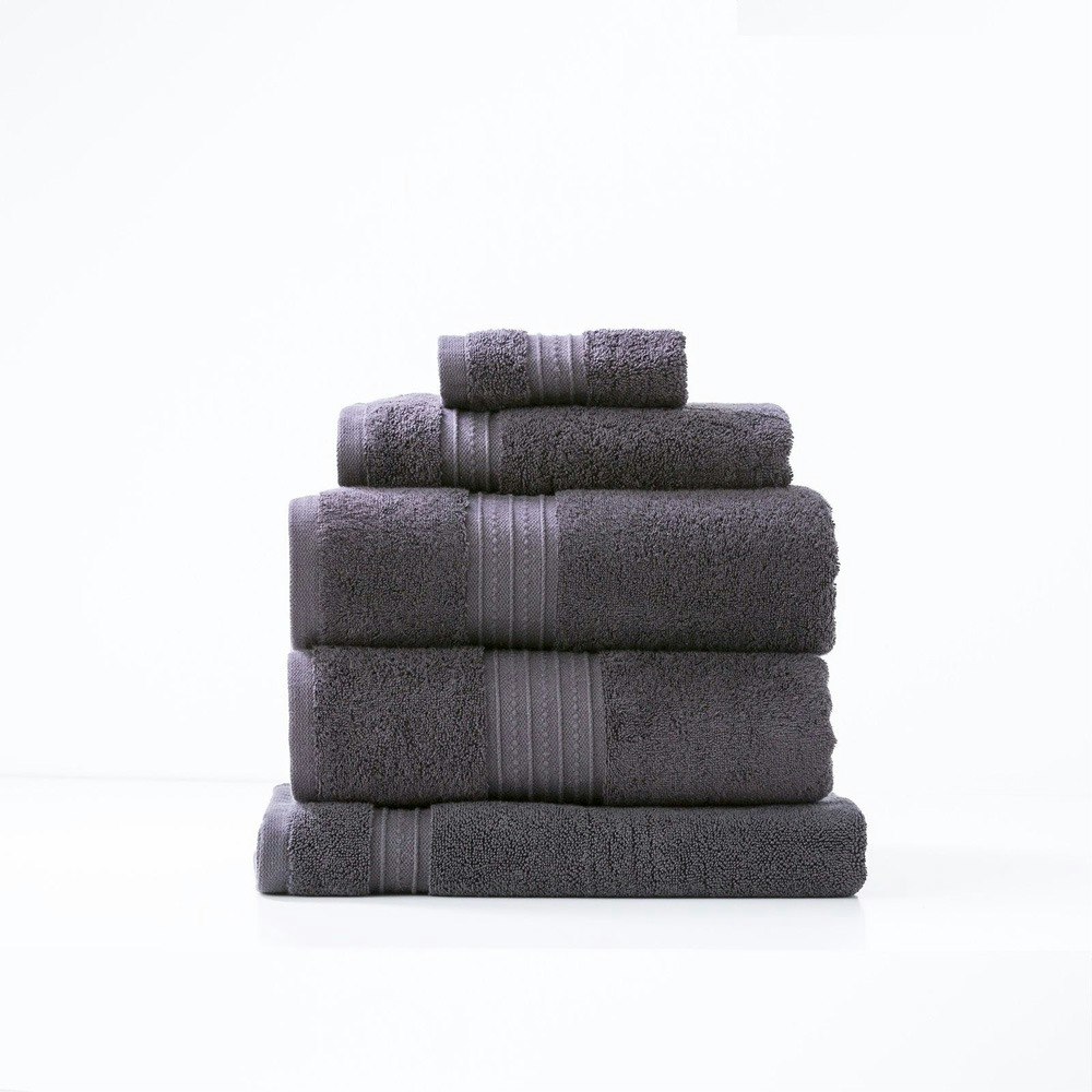 Renee Taylor Brentwood Low Twist Cotton Bath Towels Carbon