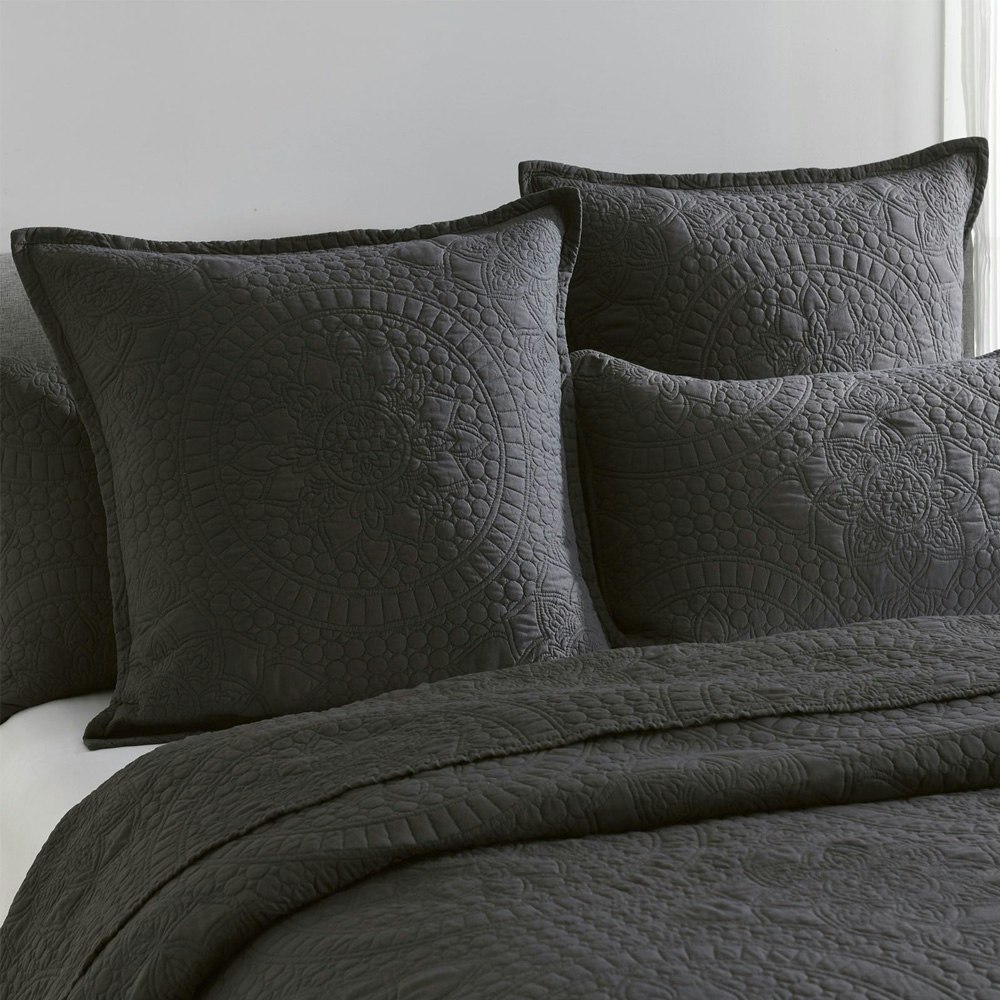 Renee Taylor Asher Jacquard Coverlet Set Charcoal Grey