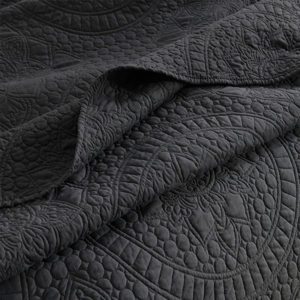 Renee Taylor Asher Jacquard Coverlet Set Charcoal Grey