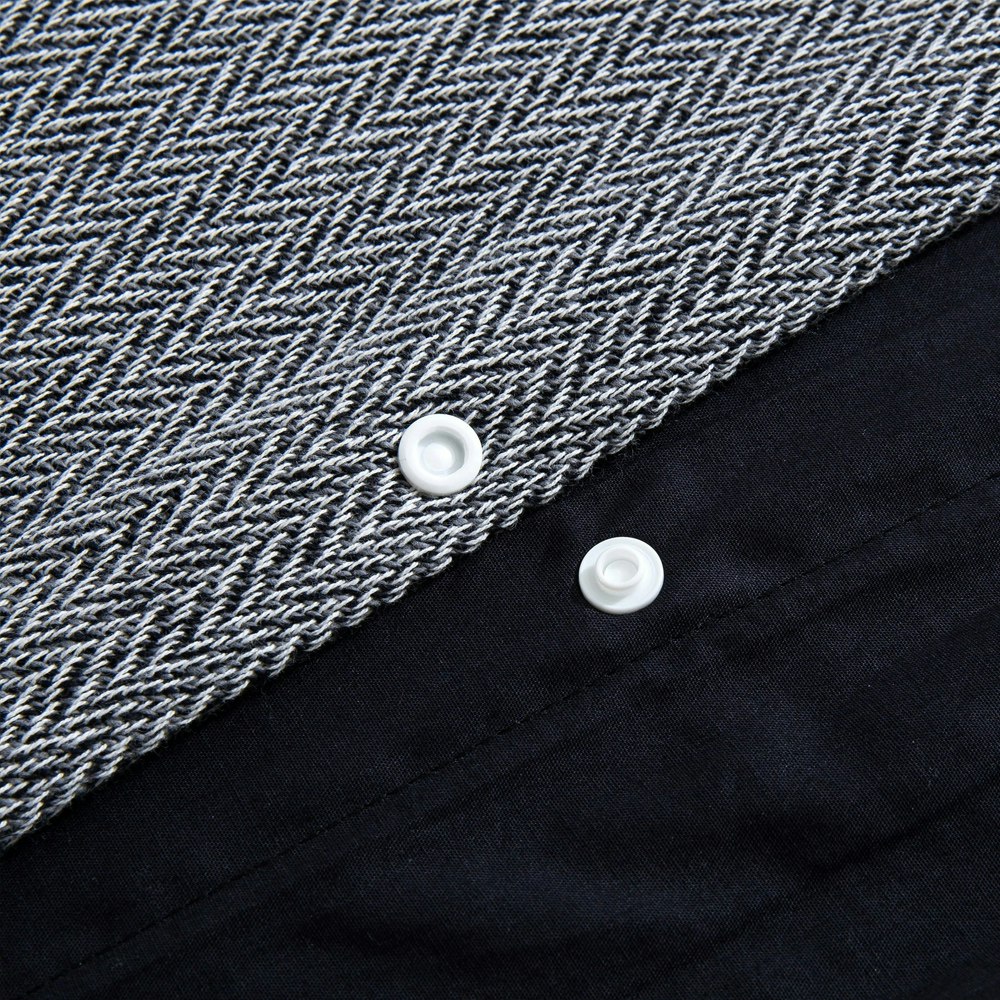 Dreamaker Herringbone 100% Cotton Quilt Cover Set Charcoal Grey