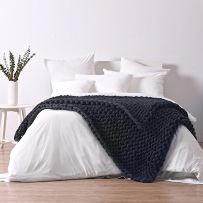 Serene Hand Woven Chunky Knit Calming Weighted Blanket Charcoal