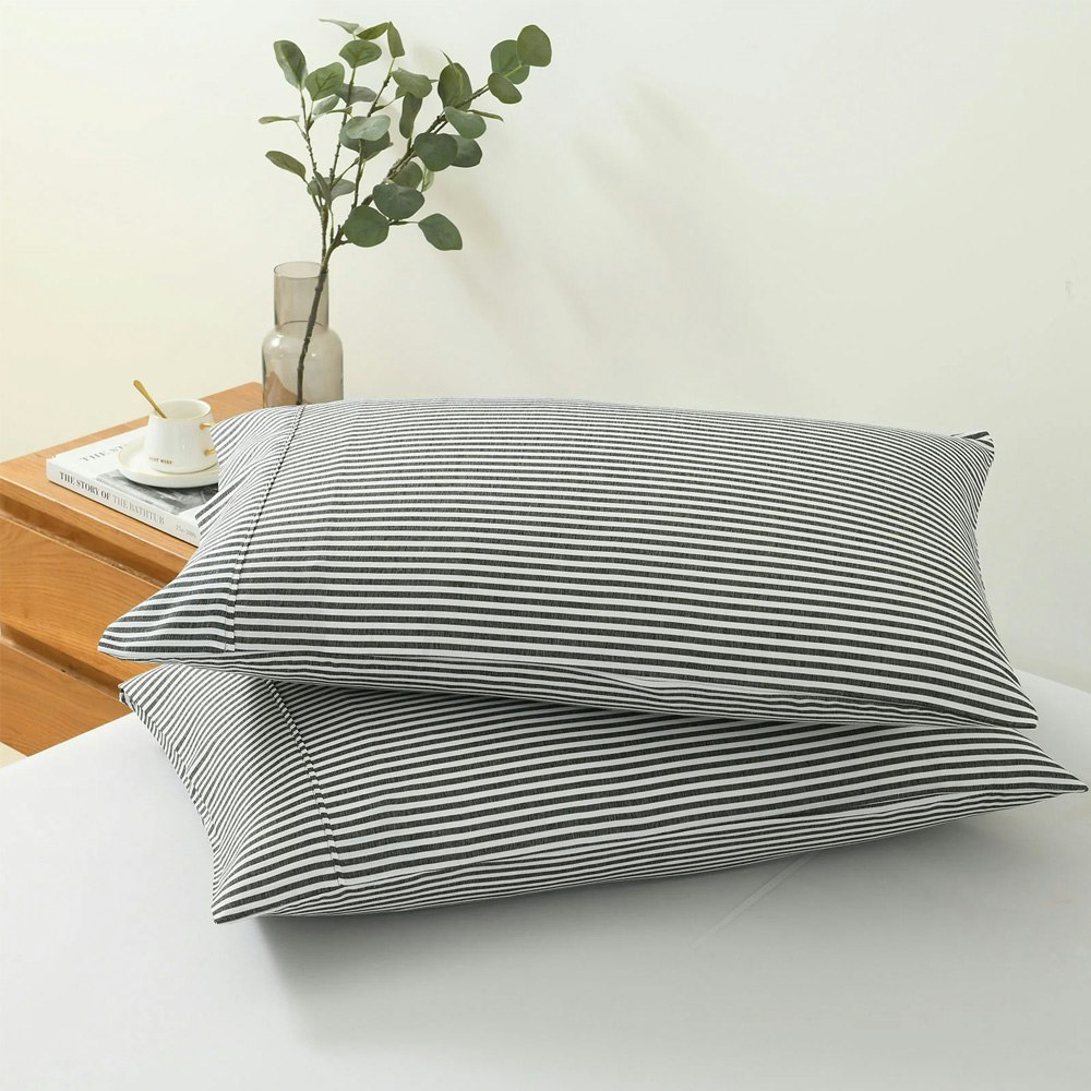 Royal Comfort Luxury Striped Linen Quilt Cover Set Charcoal