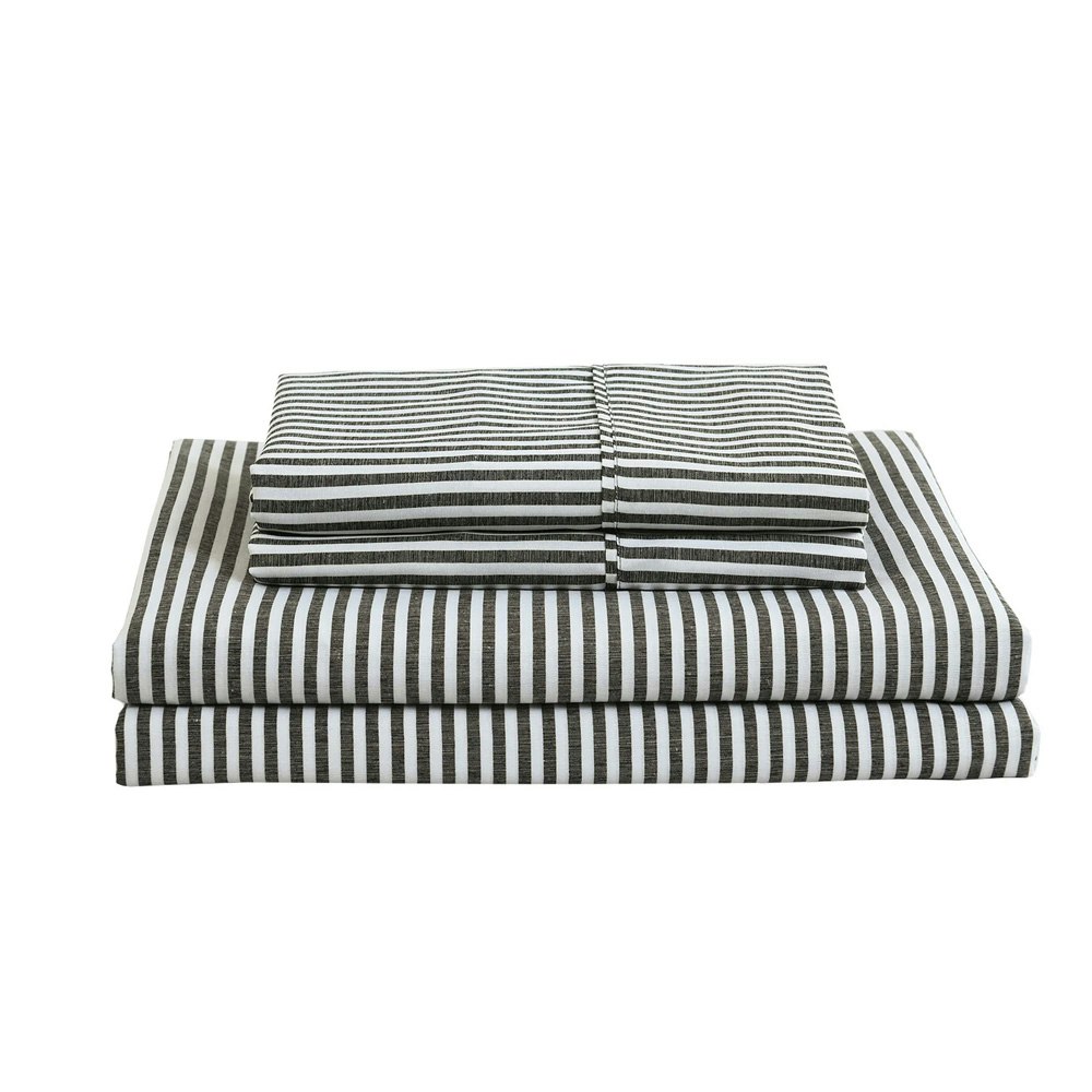 Royal Comfort Luxury Striped Linen Quilt Cover Set Charcoal